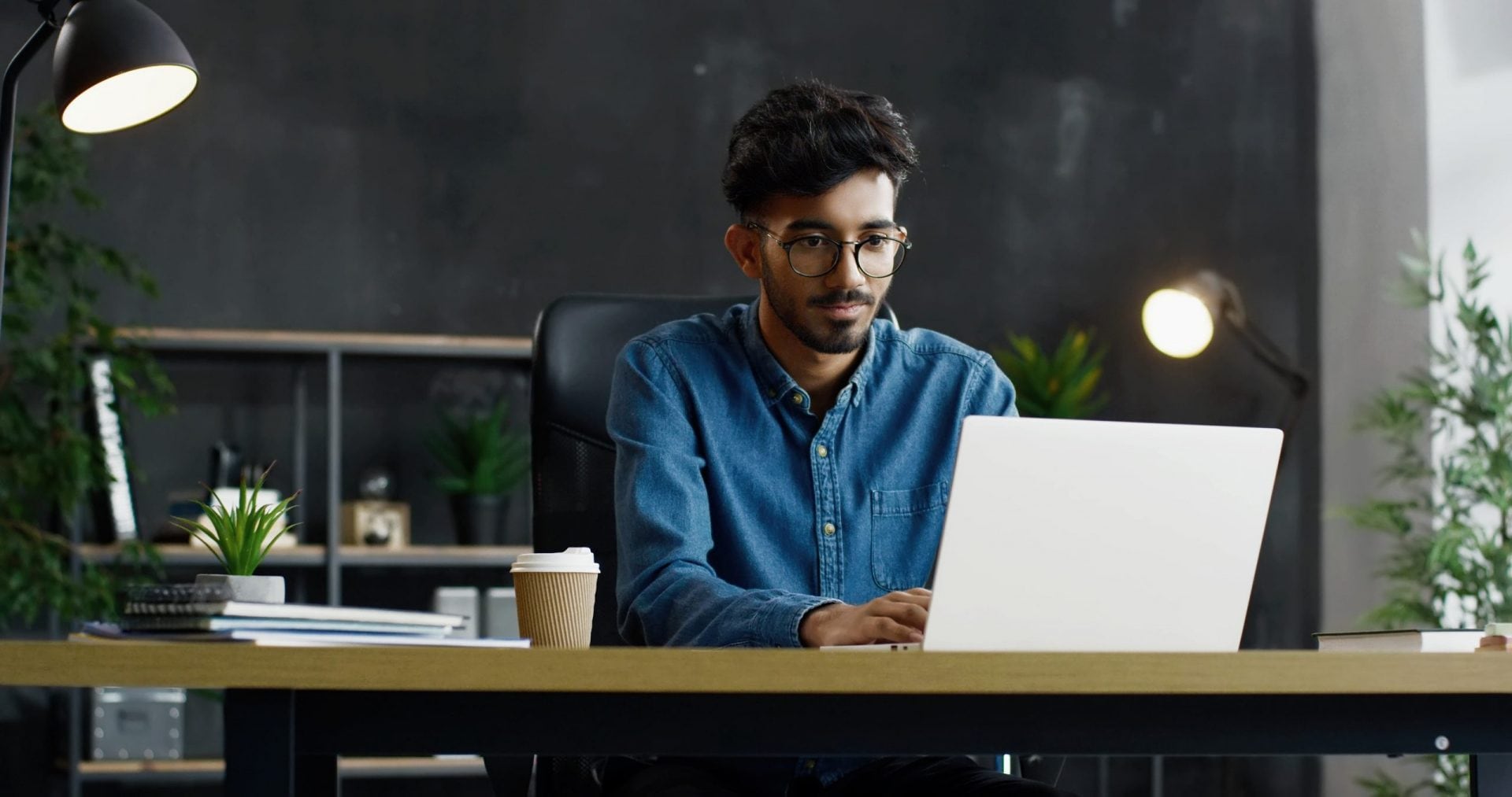 Man working on laptop